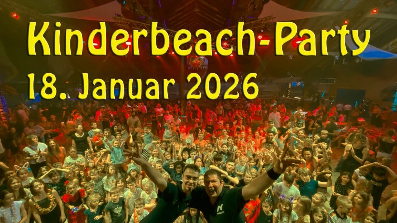 Flyer/Grafik zum Event: Kinderbeach-Party am Sa., 17.01.2026 von 13:00 bis 18:00 Uhr