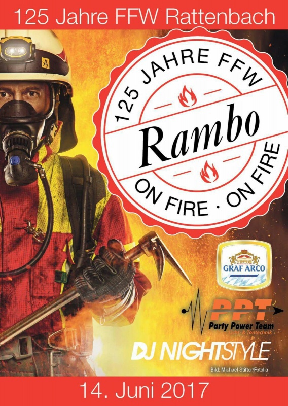 Flyer/Grafik zum Event: Zeltdisco Rambo on fire am Mi., 14.06.2017 ab 21:00 Uhr