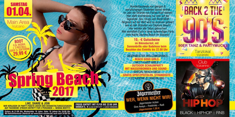 Flyer/Grafik zum Event: SPRING BEACH 2017 am Sa., 01.04.2017