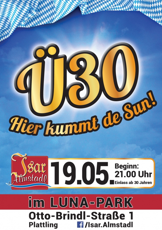 Flyer/Grafik zum Event: Ü30 "Hier kummt de Sun!" am Fr., 19.05.2017 von 21:00 bis 04:00 Uhr