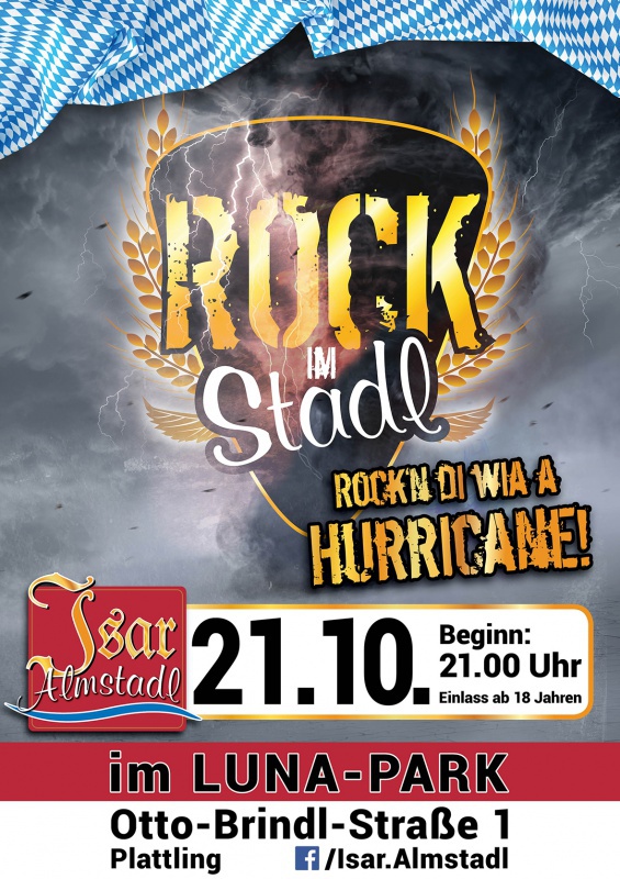 Flyer/Grafik zum Event: ROCK IM STADL "Rock'n di wia a Hurricane" am Fr., 21.10.2016 - Sa., 22.10.2016 von 21:00 bis 04:00 Uhr