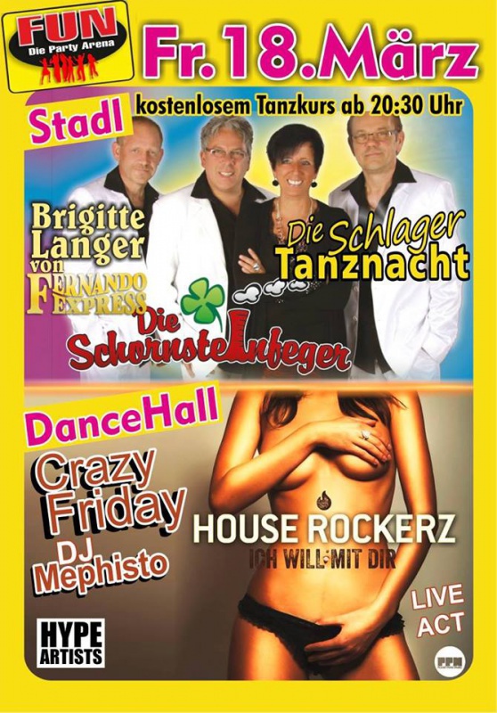 Flyer/Grafik zum Event: Partyfreitag im FUN am Fr., 18.03.2016 von 21:00 bis 04:00 Uhr