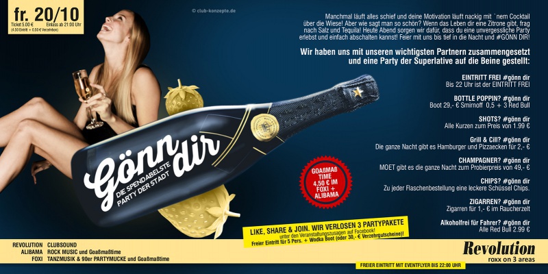 Flyer/Grafik zum Event: GÖNN DIR am Fr., 20.10.2017