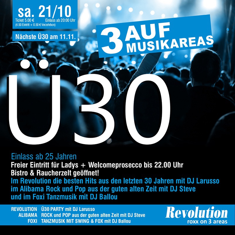 Flyer/Grafik zum Event: Ü30 am Sa., 21.10.2017