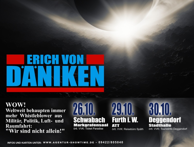 Flyer/Grafik zum Event: Erich Von Däniken am So., 29.10.2023