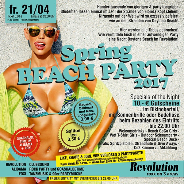 Flyer/Grafik zum Event: SPRING BEACH PARTY 2017 am Fr., 21.04.2017